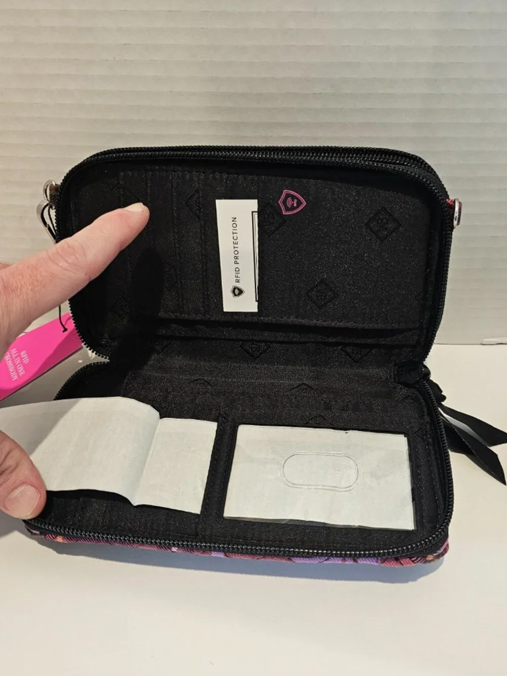 NWT Vera Bradley RFID All in One Crossbody Cozy Plaid Black Blue Wristlet Wallet